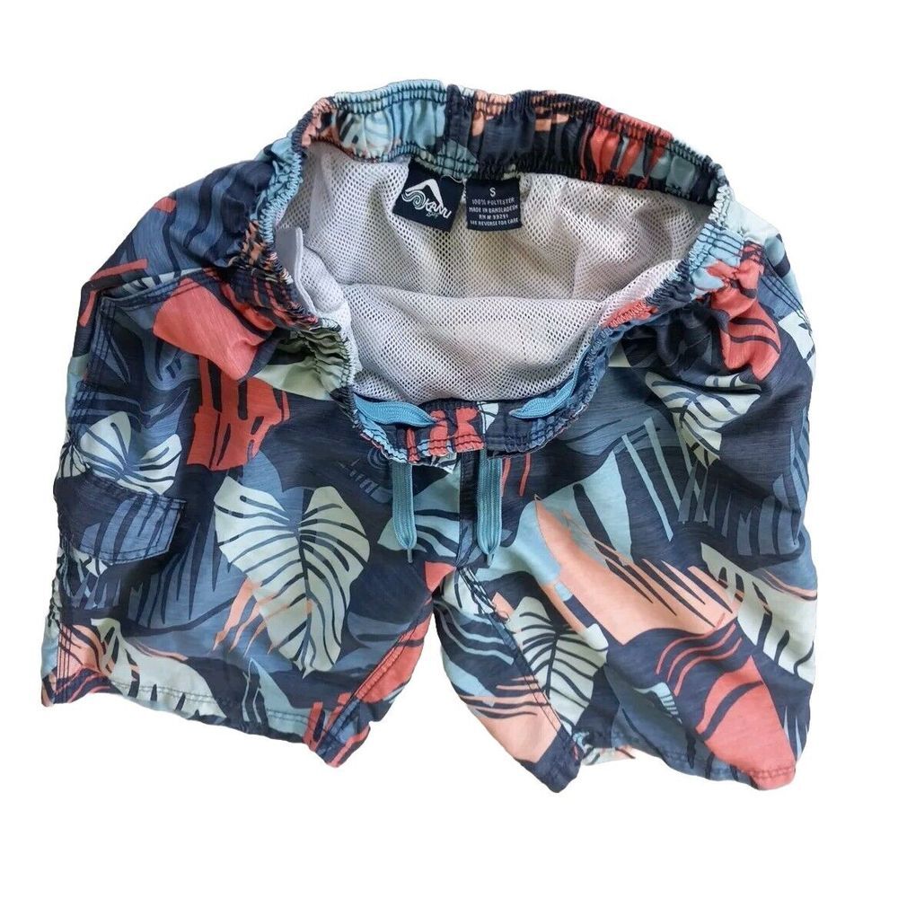 Kami Surf Men Small Drawstring‎ Stretch Built-In Brief Cargo Beach Shorts